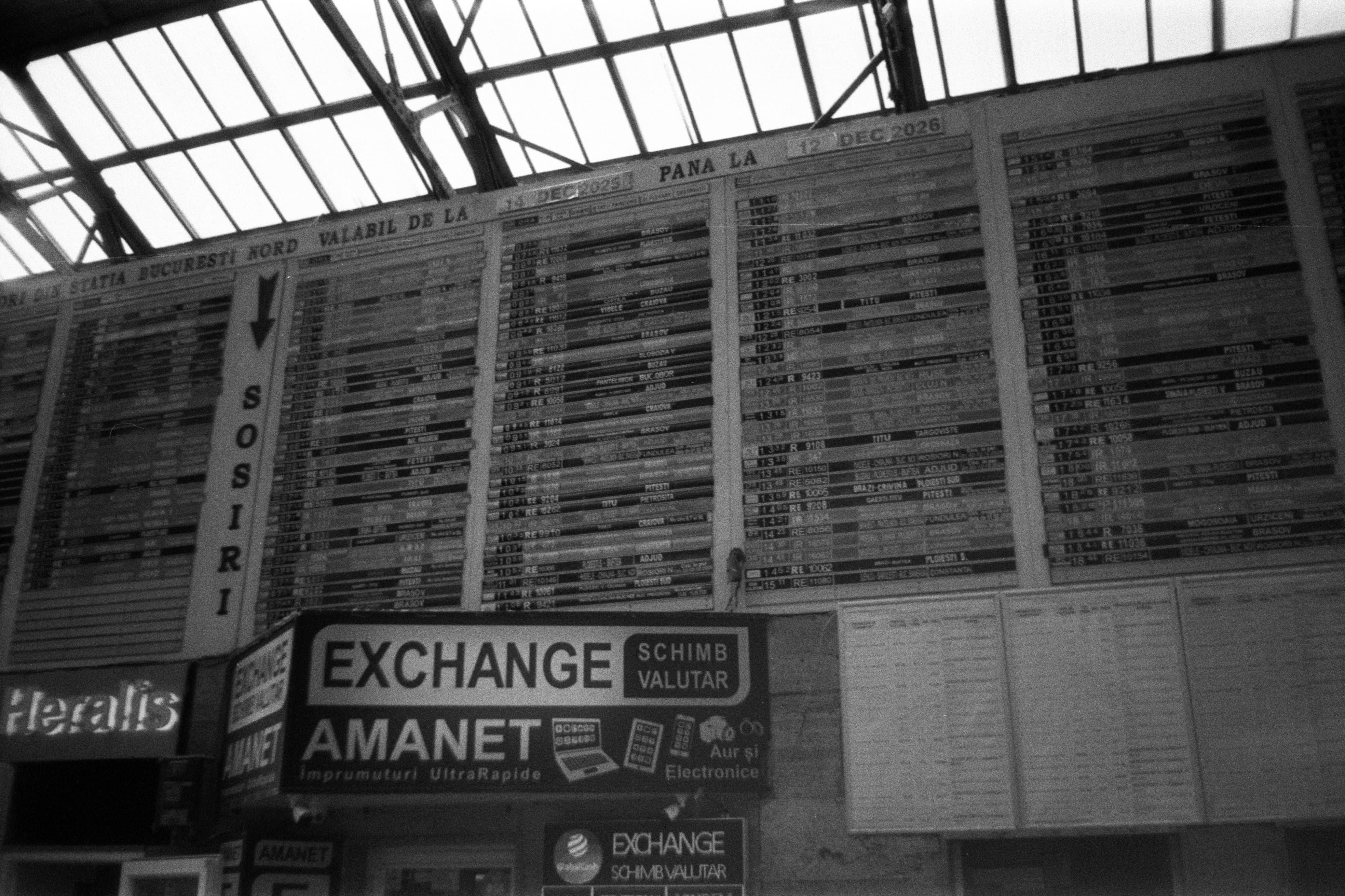 The departure board at Bucharest Nord